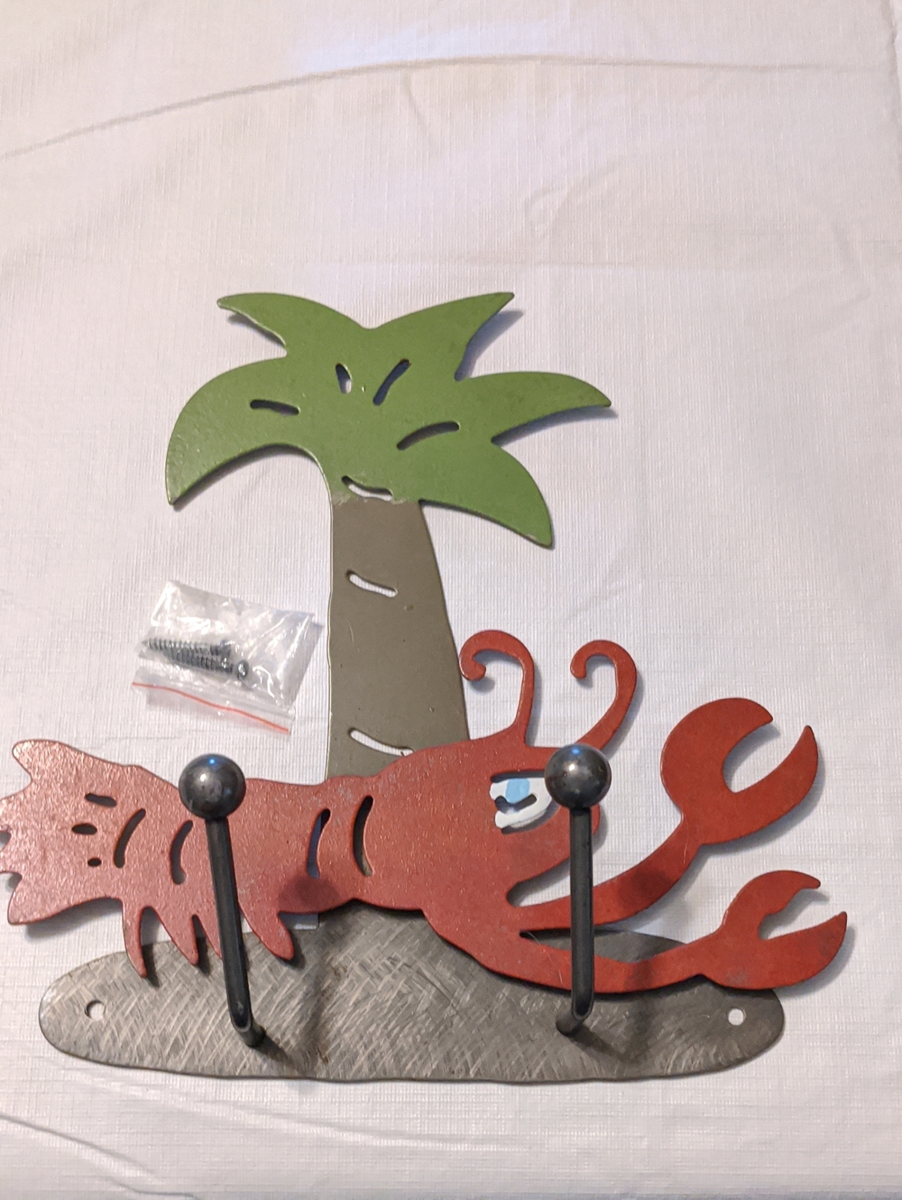 Lobster Hook Palm Wall Sculpture Metal Heavy Duty Vtg Style Dog Pet Leash Pool